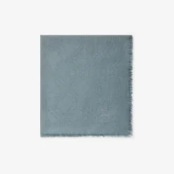 Wide Check Wool Silk Scarf