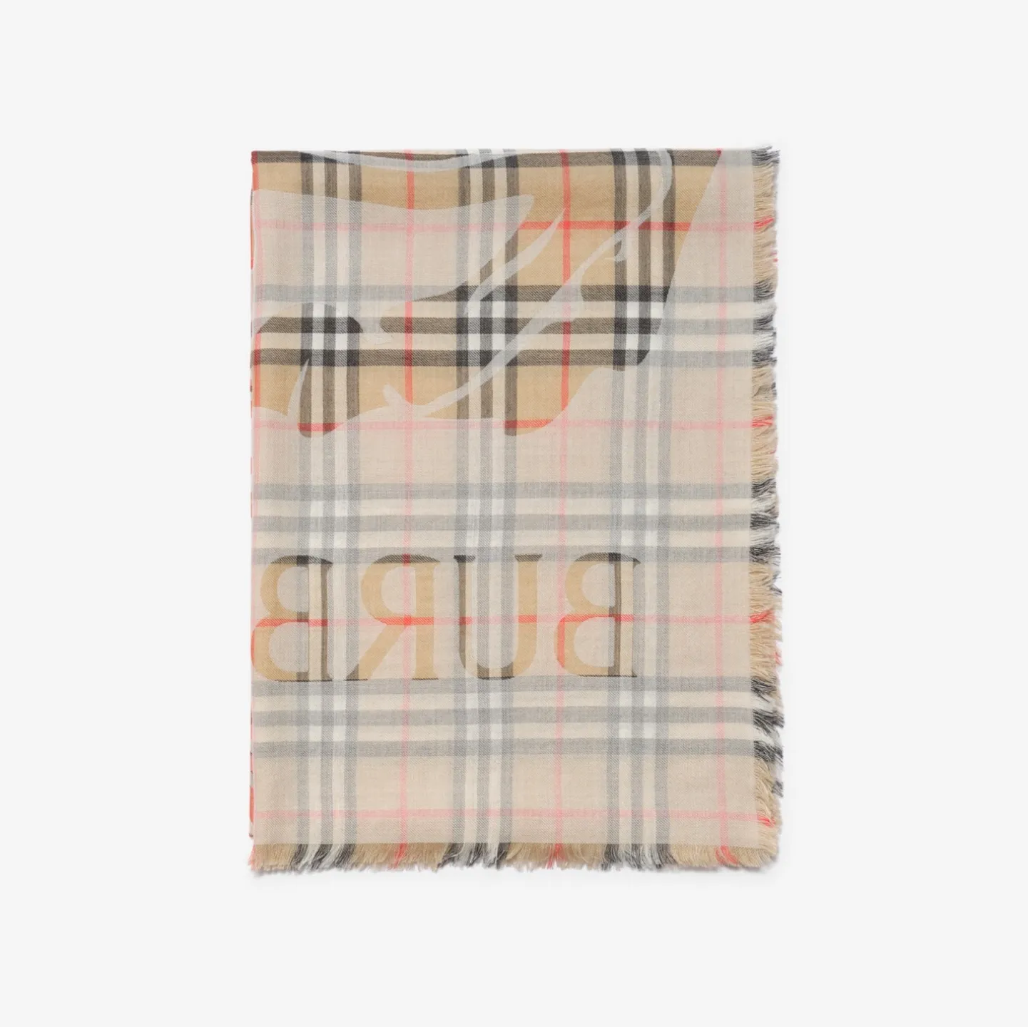 Wide Knight Check Wool Silk Scarf