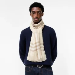 Wide Reversible Check Wool Silk Scarf